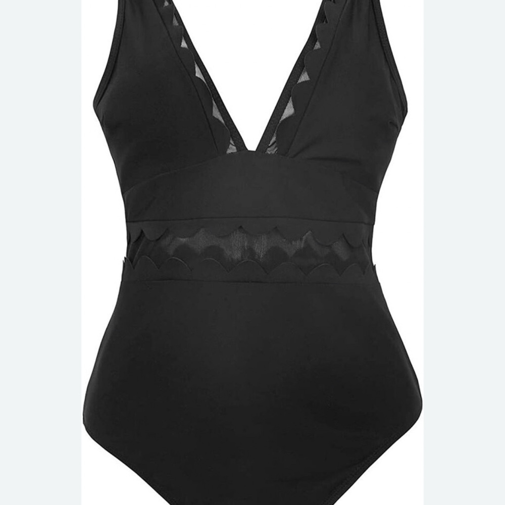 Cupshe Black Swimsuit with Mesh Accent